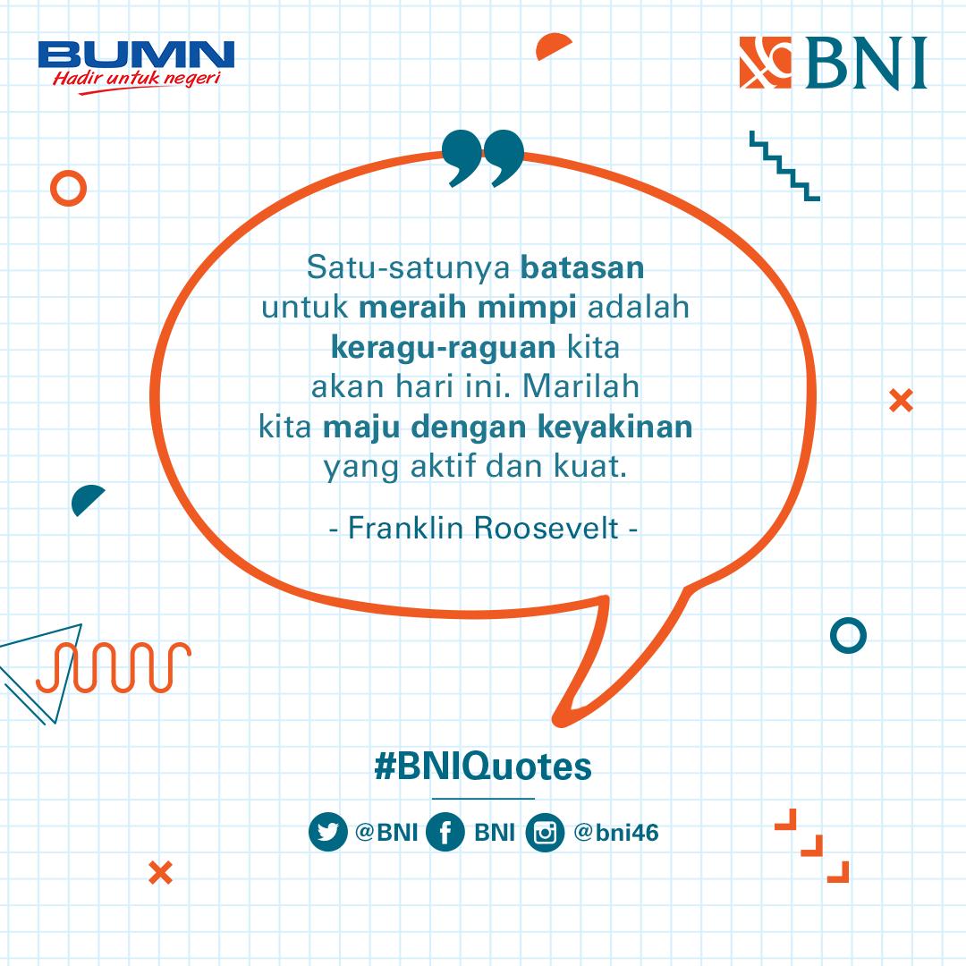 BNI's tweet photo. Ingatlah bahwa kesuksesan adalah bentuk keyakinan untuk maju, tanpa ada satu pun batasan dalam pikiran kita. #BNIQuotes https://t.co/4RHsAloWSx