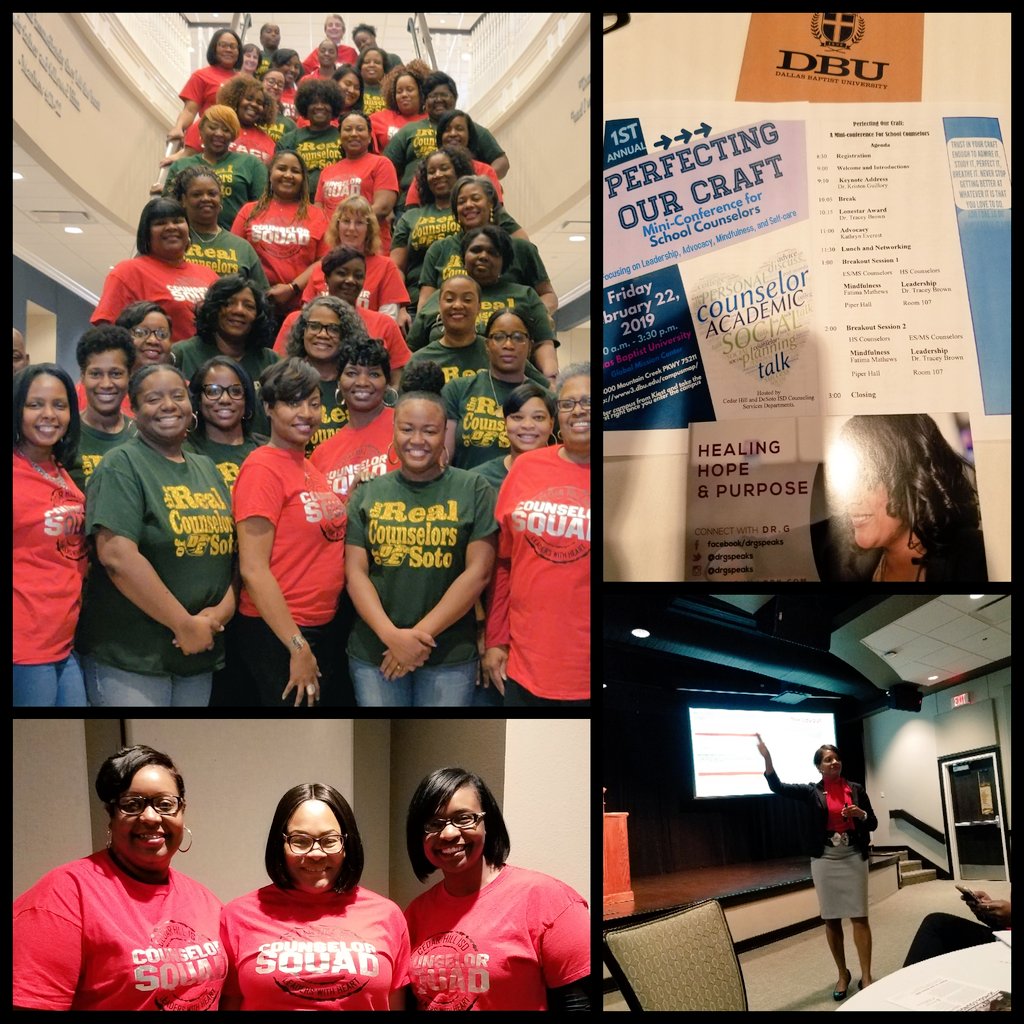 CounselorMsGray's tweet photo. Great day of learning, growing and collaborating with my fellow counselors of #CHISD & #DeSotoISD. #PerfectingOurCraft #schoolcounselors @CHISDcounselors @Cojackson78 https://t.co/RRbFiYb5aQ