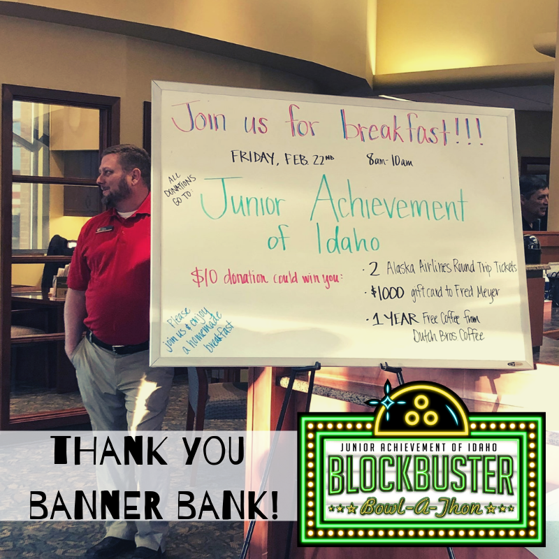 JAOFIDAHO's tweet photo. Banner Bank whipped up some delicious breakfast this morning at their Meridian branch to FUNdraise for #financialliteracy leading up to our #JABlockbusterBowl. 

Thank you for all of your efforts! To help teams meet their fundraising goals, please visit https://t.co/4cy4ZKKUmZ https://t.co/Zxb2DVqqJQ