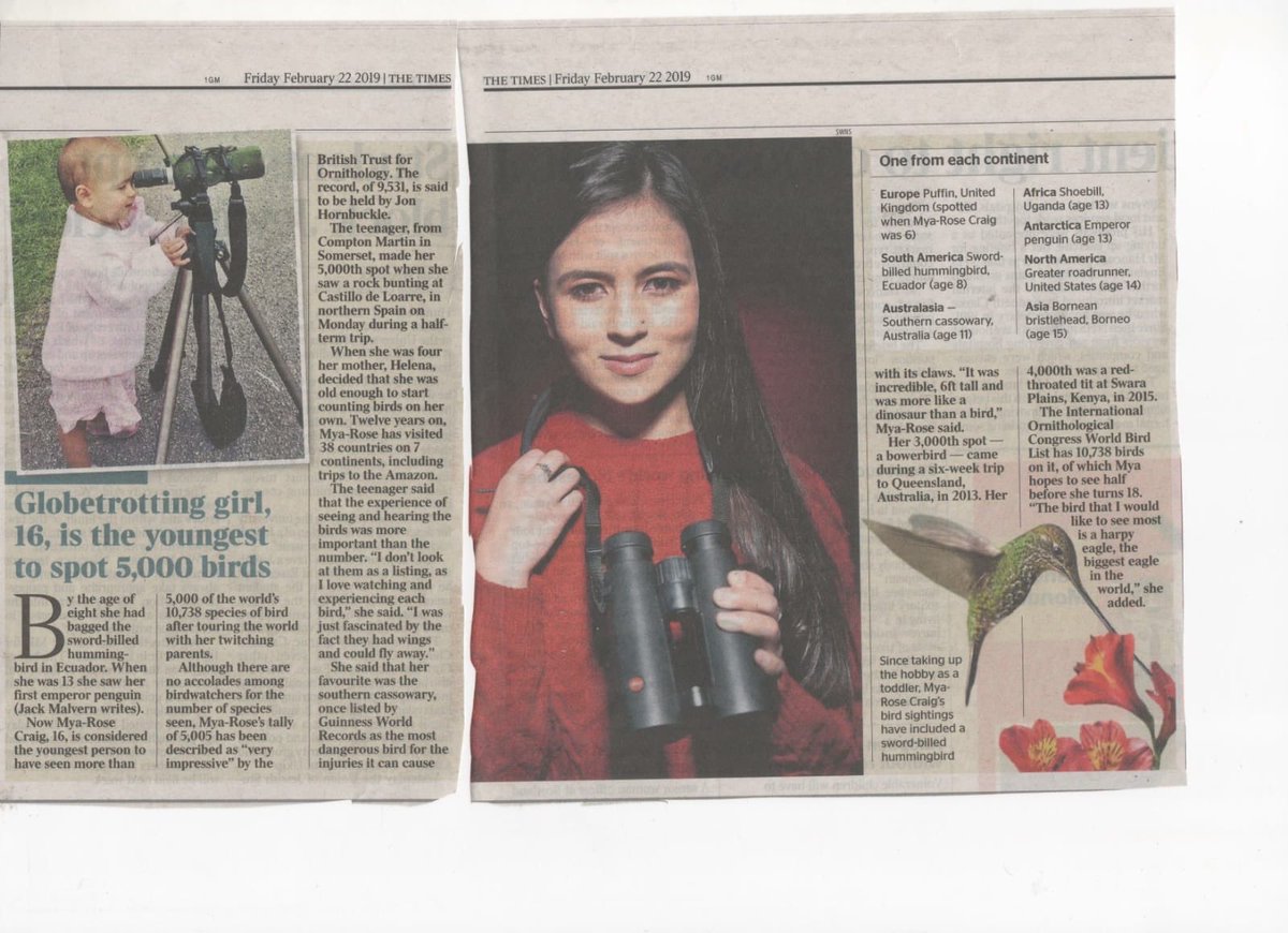 Dr Mya Rose Birdgirl Craig I Have Just Seen My 5000th Bird Species In The World At Age 16 The Youngest Person In The World Almost 1 2 The World S Birds