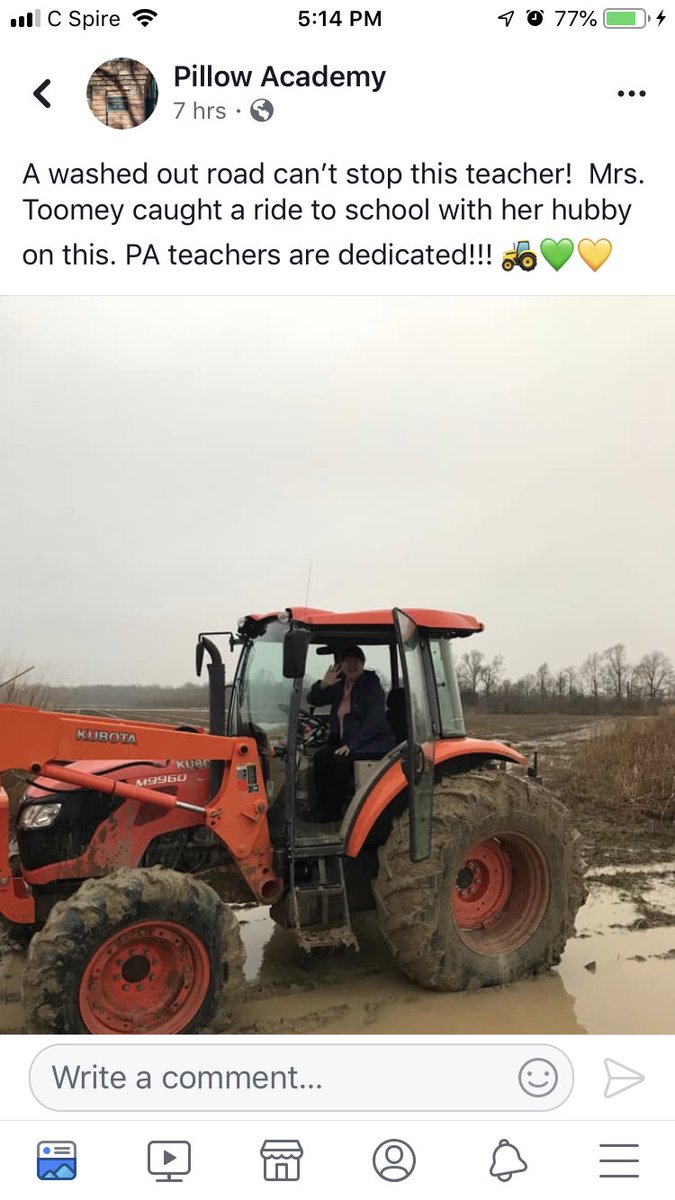 AnnaPilecki's tweet photo. Our teachers drive tractors to school. #justdeltathings https://t.co/0o6zm2xcgX
