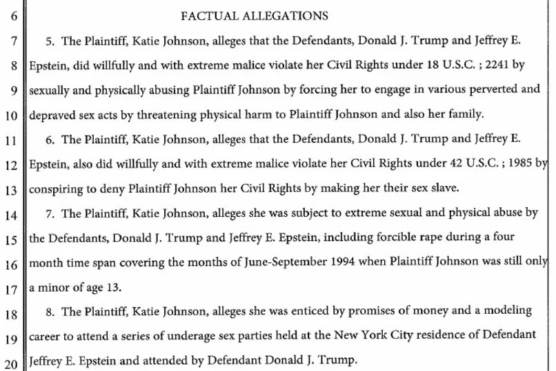 Trump was a co-conspirator! The minor girls sued Trump and Epstein. These cases were "fixed" before the election.