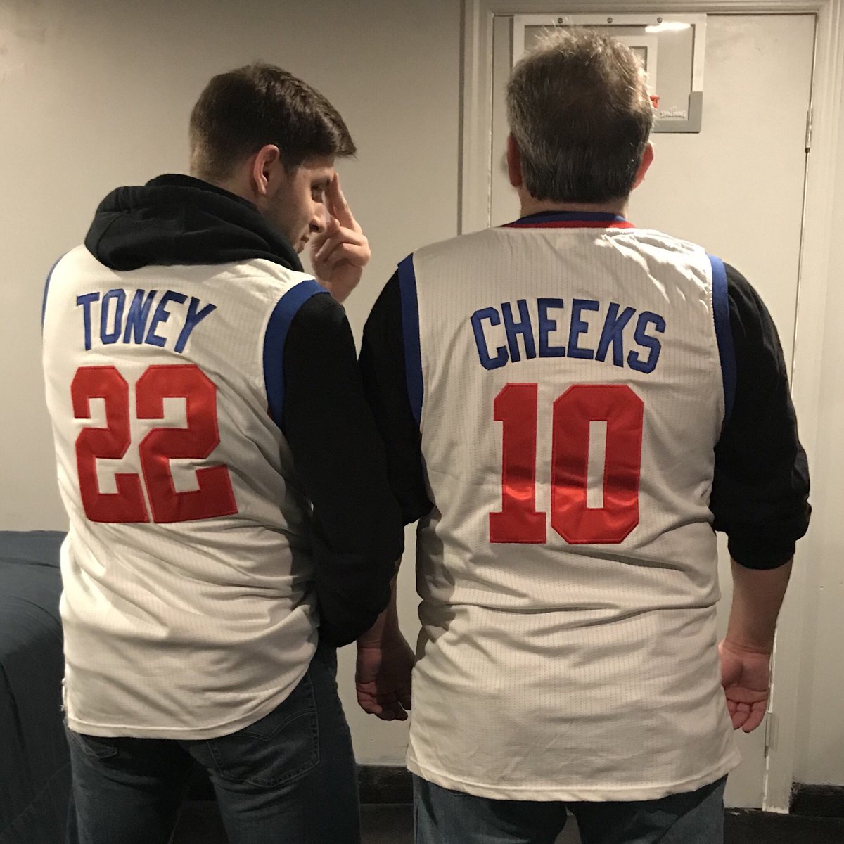 SuperSpetta's tweet photo. Hey @Sixers, check out our custom ‘82 starting backcourt jerseys! 

#Sixers #MoCheeks #BostonStrangler https://t.co/UCohAUwntR