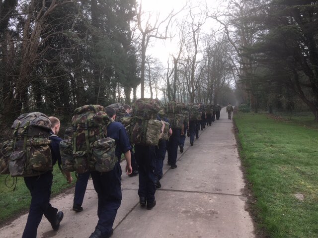 HMS_Raleigh's tweet photo. #Fisher28s finish their penultimate week with a 3 day exercise. This allows the recruits to consolidate and be tested in an array of skills covered in the previous 9 weeks, finishing off with a taster of what they could expect when on disaster relief tasking. 
 #1weekAndCounting https://t.co/8rrdDhAVMq