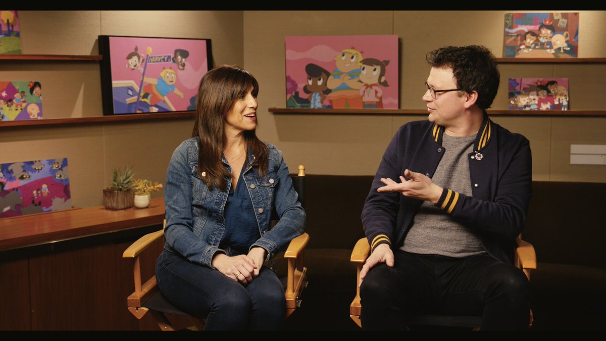 Screen grabs of @alikigreeky and @B_Hay yesterday @DWAnimation for Ghost Empire 👻 

#Dreamworks #HarveyStreetKids