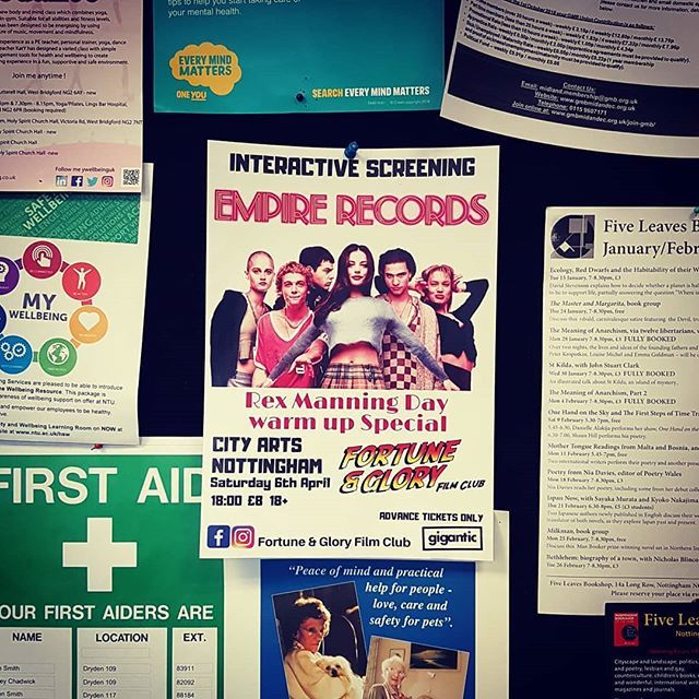 FG_Film_Club's tweet photo. Brightening up my work notice board with some 90's nostalgia! .
.
.
#poster #advertising #marketing #noticeboard #empirerecords #90s #90snostalgia #rexmanningday #Nottingham #filmnight #interactivefilmclub #eventcinema #filmscreening #quotealong #interac… https://t.co/lPmcKg13J0 https://t.co/TPm8OwTHXH