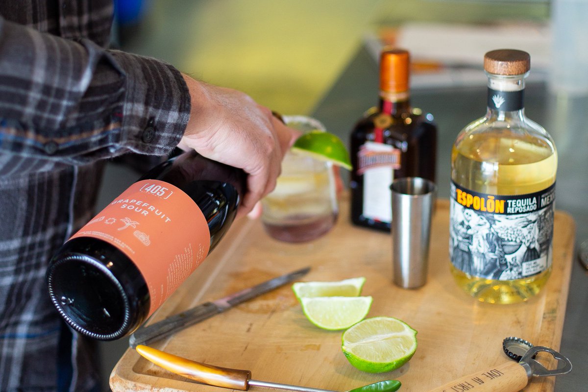 Happy #NationalMargaritaDay! Stop by the #405Brewing taproom tonight 4-8PM to grab a bottle of the latest batch of Grapefruit Sour, then pick up these ingredients for the perfect GFS Margarita.

- 2 oz Tequila
- 1/2 oz Orange liqueur
- Top off w/ GFS
- Squeeze of lime (optional)