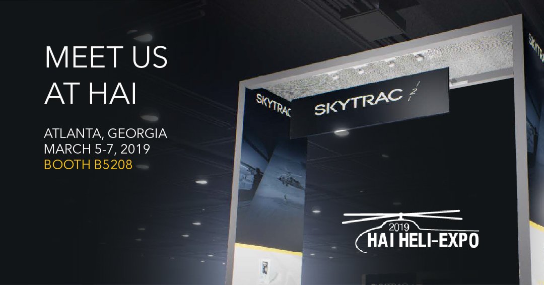 SKYTRACSystems's tweet image. SKYTRAC is back at HAI Heli Expo for 2019. Meet with us in Atlanta Georgia at booth B5208! #IridiumPushToTalk #RealTimeAlerts #GlobalTracking  #AviationSafety