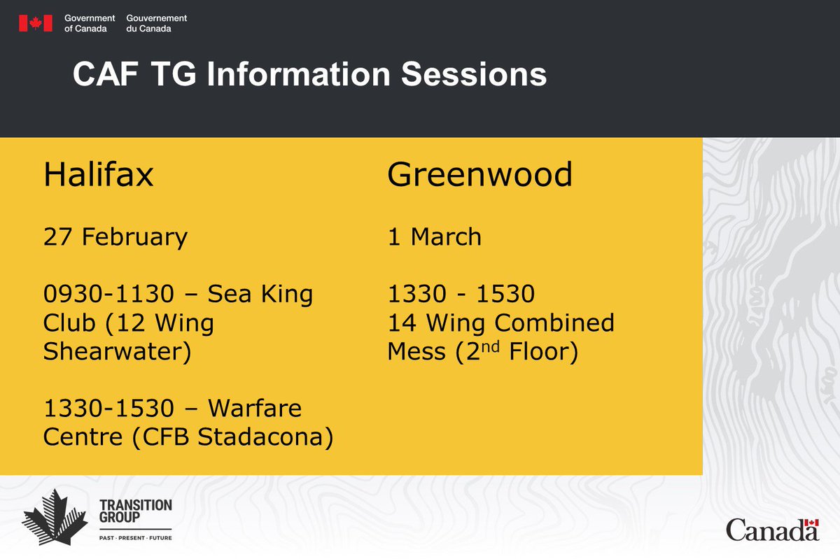 milperscom's tweet photo. The CAF Transition Group team are holding information sessions for members and their families.

More dates: https://t.co/Wz8re2QMa0 https://t.co/tCddm03INj