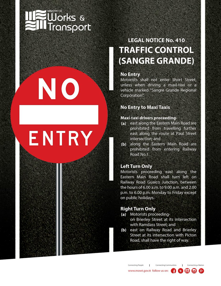 mowigovtt's tweet photo. The Ministry of Works and Transport wishes to advise of the Traffic Schemes that will be implemented in Sangre Grande on Monday 25th February, 2019. Please be guided accordingly. @newsgovtt @LoopNewsTT @TTPoliceService @tv6tnt https://t.co/ALKbaeMuOi