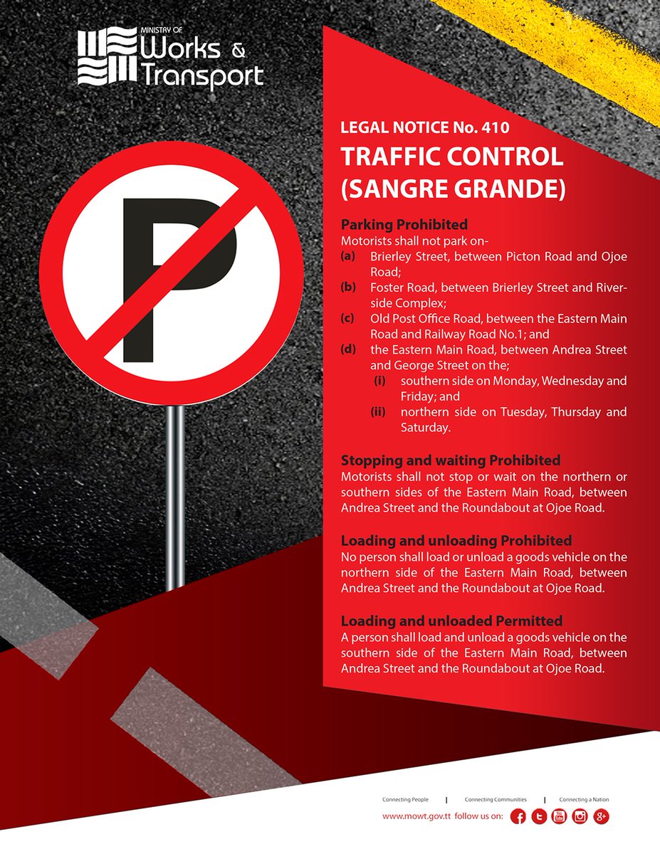 mowigovtt's tweet photo. The Ministry of Works and Transport wishes to advise of the Traffic Schemes that will be implemented in Sangre Grande on Monday 25th February, 2019. Please be guided accordingly. @newsgovtt @LoopNewsTT @TTPoliceService @tv6tnt https://t.co/ALKbaeMuOi