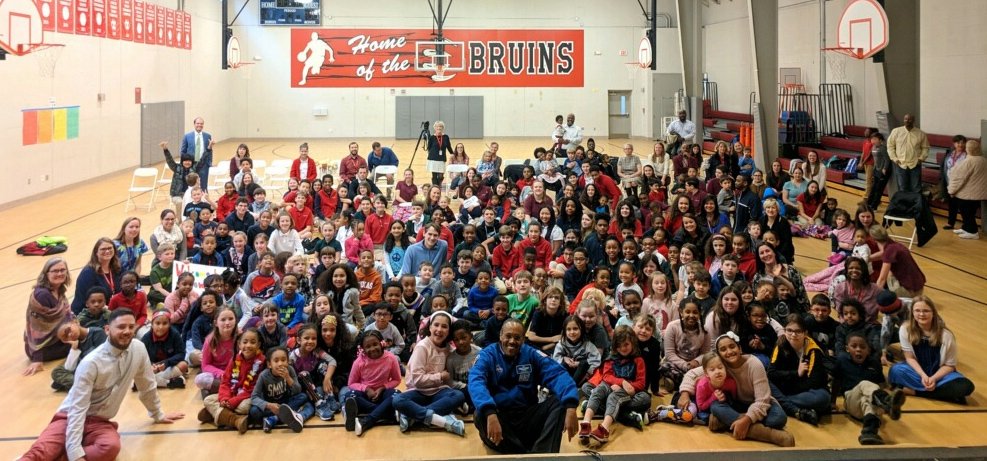 Here's a group shot from <a href="/NASA/">NASA</a> astronaut Alvin Drew's visit to <a href="/Browne_Academy/">Browne Academy</a> today. What a presentation! Col. Drew said his teachers inspired him to be what he is today. Thanks to <a href="/wusa9/">WUSA9</a> for covering the story. #honored #theuniverseisyouroyster #STEAM #teacher #thankateacher
