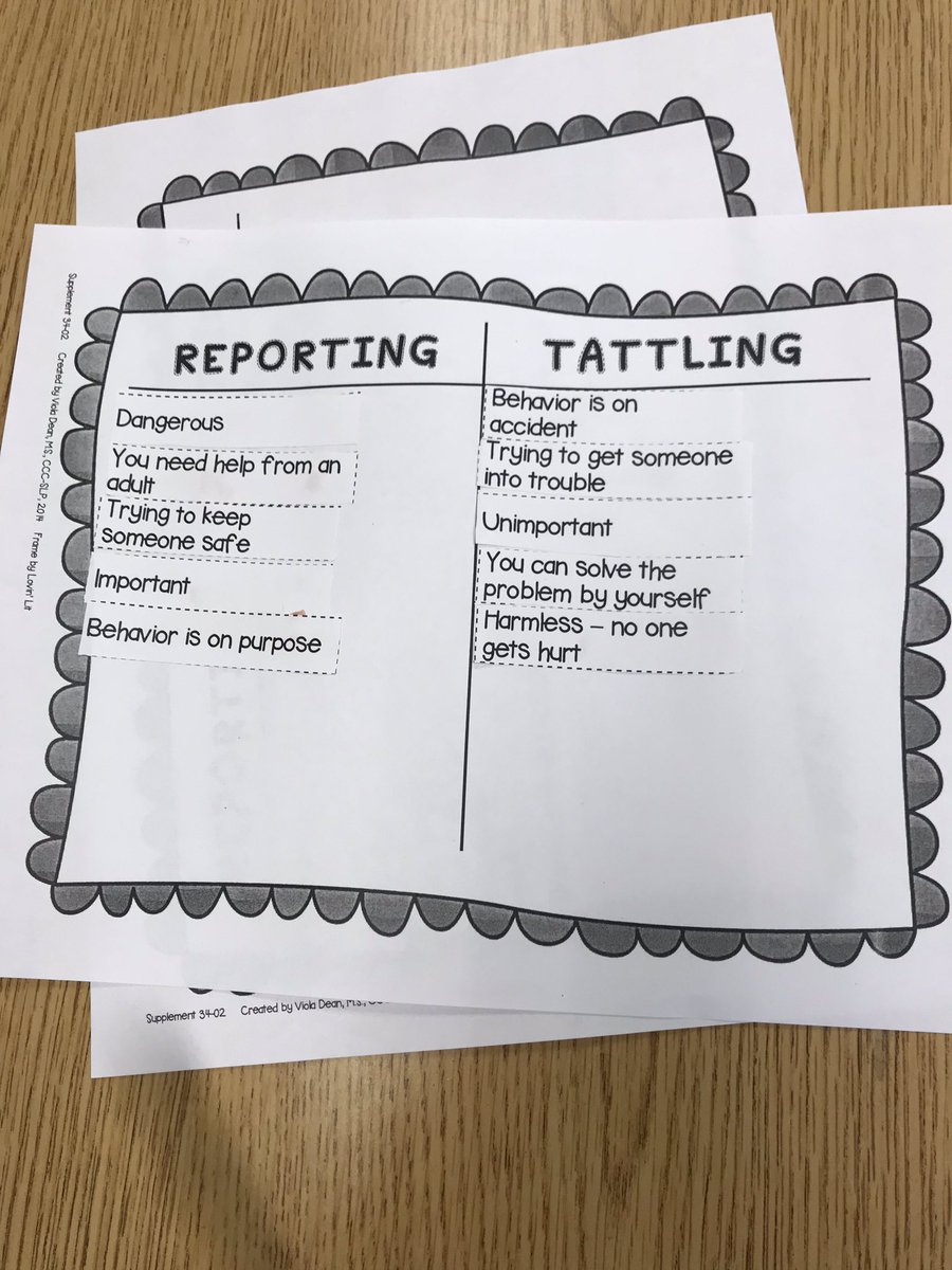 Today in social skills, students discussed the difference between tattling and reporting and completed a sorting activity <a href="/SASD_OakRidge/">Oak Ridge Elementary</a>