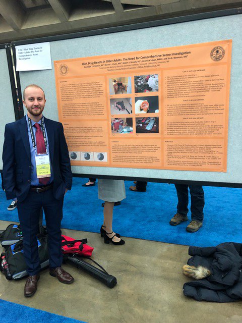 SUForensics's tweet photo. FNSSI Graduate student Stan Bielous presents his research on Illicit Drug Deaths in Older Adults and The Need for Comprehensive Scene Investigation during the 2019 AAFS Conference in Baltimore, Maryland. #SUForensics https://t.co/dr4AS49JlO
