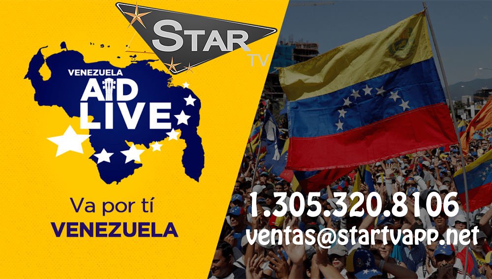 StartvApp's tweet photo. Vive el #aidlive en apoyo a #venezuela en nuestras plataformas #vod #iptv #webtv #tvbox #todossomosvenezuela https://t.co/07OyACK14n