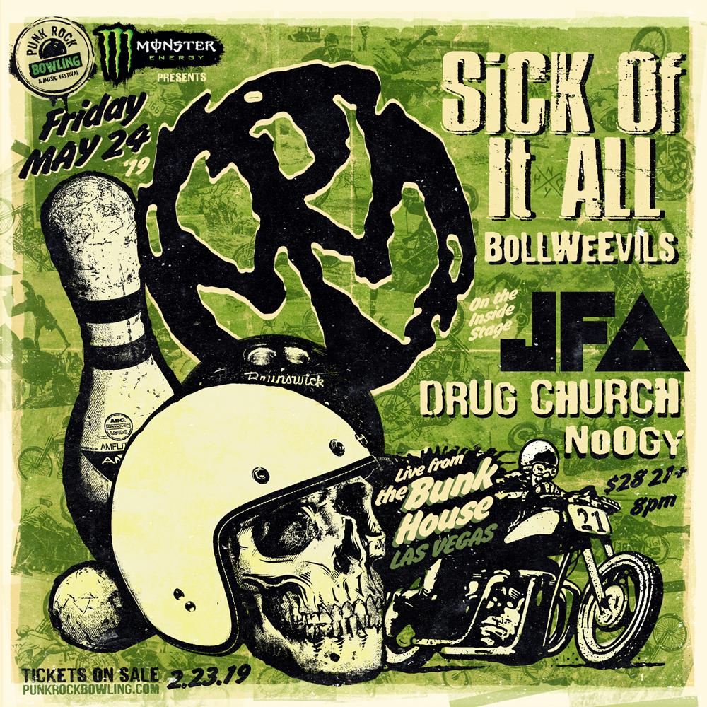 PunkRockBowling's tweet photo. We saved the best for last... Whoa Oh Oh Oh oooooooooooooooooooooh!
#PENNYWISE
#SICKOFITALL
#JFA
#DRUGCHURCH
#BOLLWEEVILS
#NOOGY
#PUNKROCKBOWLING2019
Tix on Sale : Tomorrow!
https://t.co/1ghQo6L8kc https://t.co/z6BB91eAB5