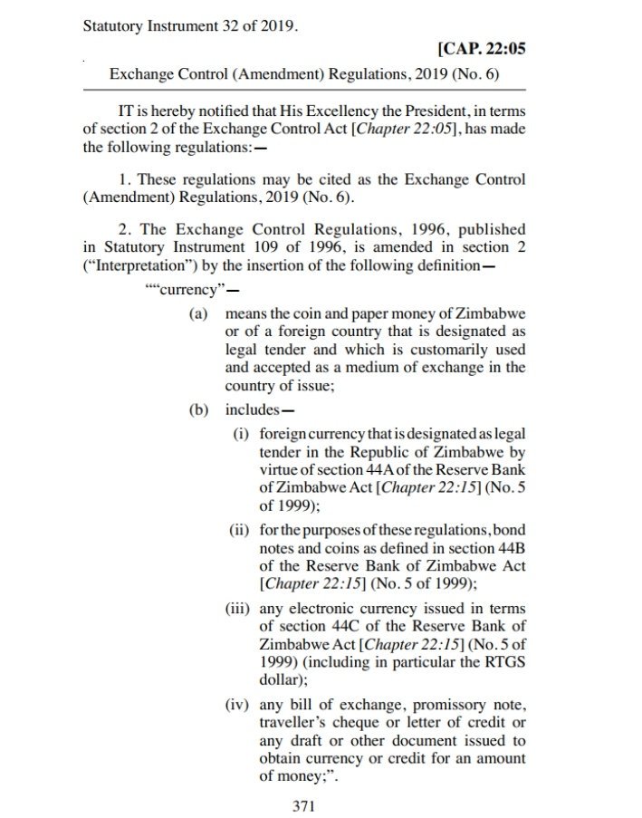 ZimBollar On Twitter Statutory Instrument 32 Of 2019 Gazetted To Give zimbollar-on-twitter-statutory-instrument-32-of-2019-gazetted-to-give