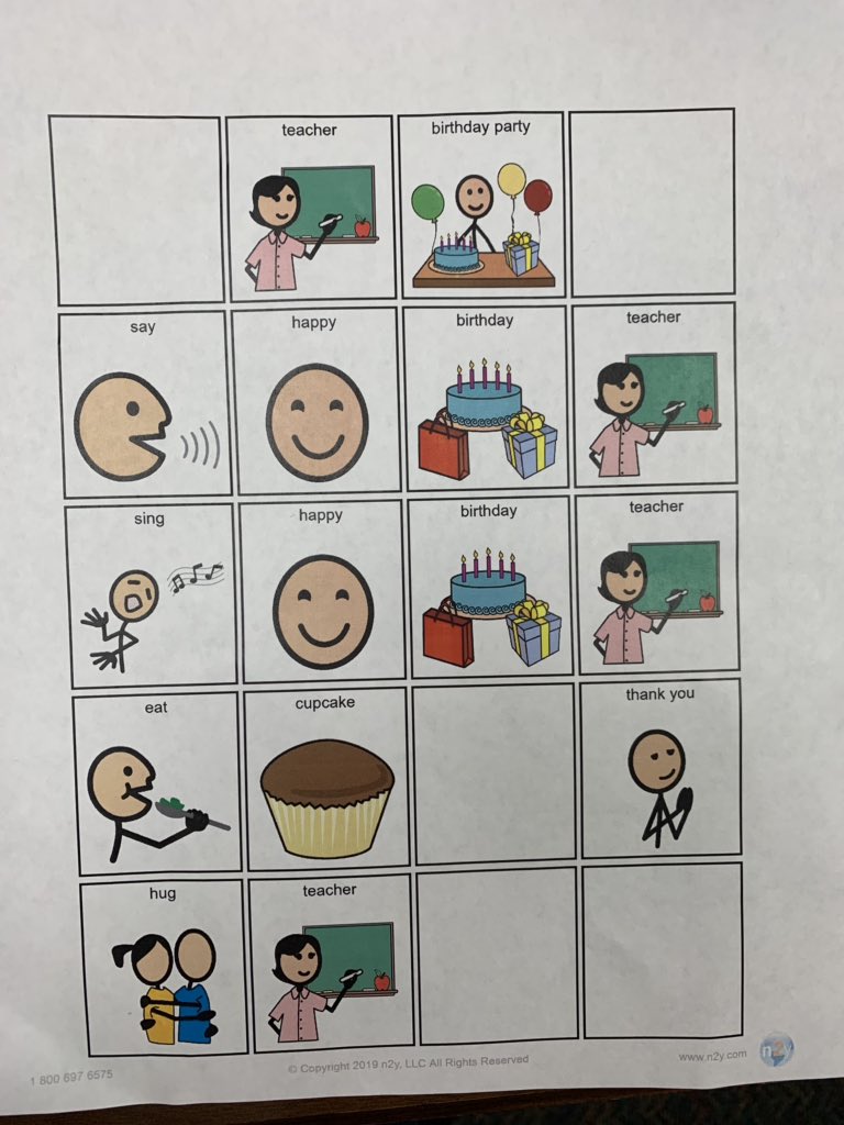 MadelineMJ11's tweet photo. We had a birthday party for a special teacher today! We spent therapy sessions introducing birthday party expectations and vocabulary with very excited party goers. #LoveCLP #sociallanguage #visualsupports #earlylanguage https://t.co/gYiL8CQHWf