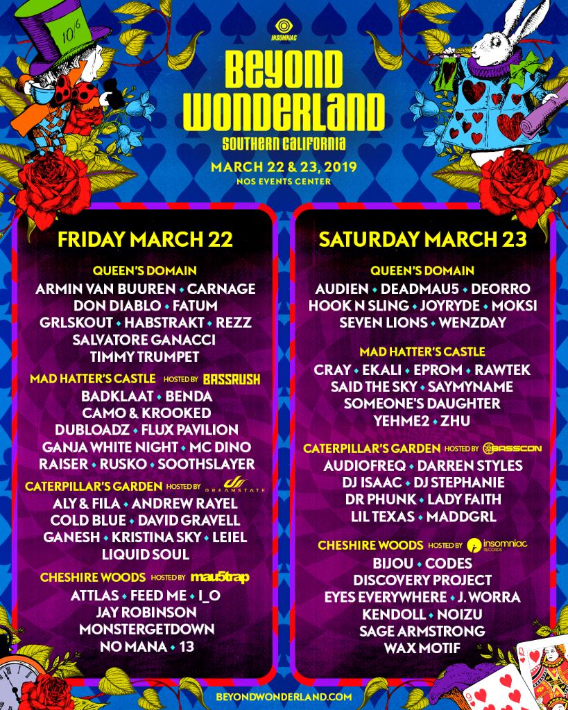 BeyondWland's tweet photo. Queen's Domain, Mad Hatter's Castle, Caterpillar's Garden, and Cheshire Woods – Where and when will we find YOU at #BeyondWonderland?! 🙃🎉

2-Day Passes, Friday Single-Day Passes, and VIP Passes available now at https://t.co/w4t1IGYZjK! https://t.co/ZOBvSs4Eap