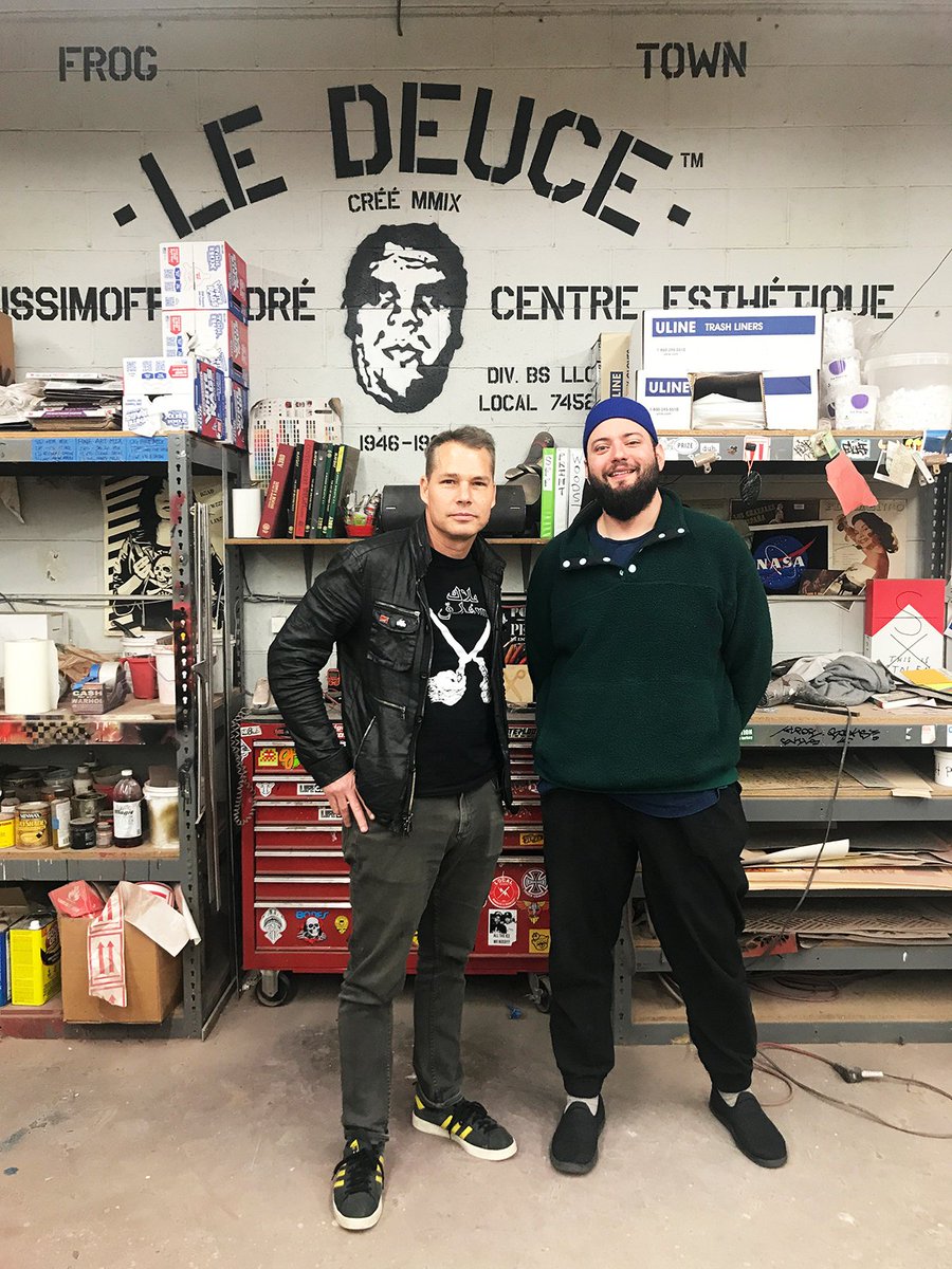 OBEYGIANT's tweet photo. Artist @chadkouri stopped by the studio last week! Chad's latest works for the #TheCenter are currently on view at @subliminal_art. Tomorrow (2/23) we'll be hosting poetry & music with #LoraMathis and friends. Don't miss it! Visit: https://t.co/QexjSenk8H for more details. - S https://t.co/7ponhO2l6g