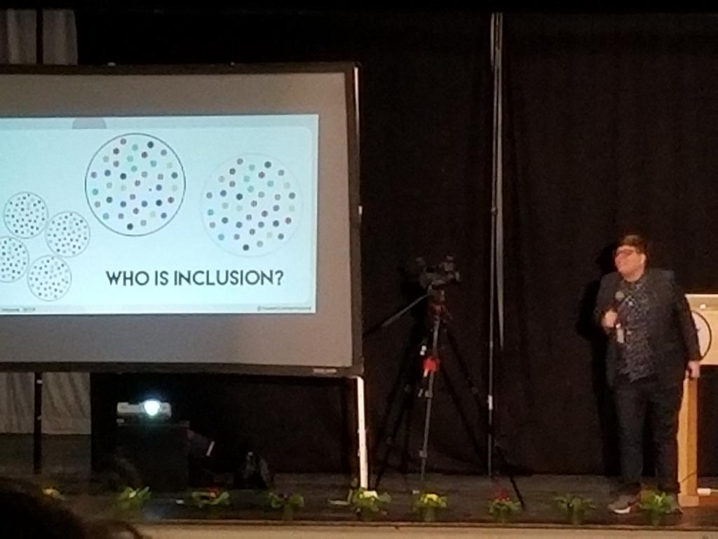 Iuliia12's tweet photo. Some kids will never be "green", but that does not mean they will not find success and happiness." Kids are kids. Keynote speaker @tweetsomemoore @BurnabyProD #sd41ProD https://t.co/0VHeoi8ZFS