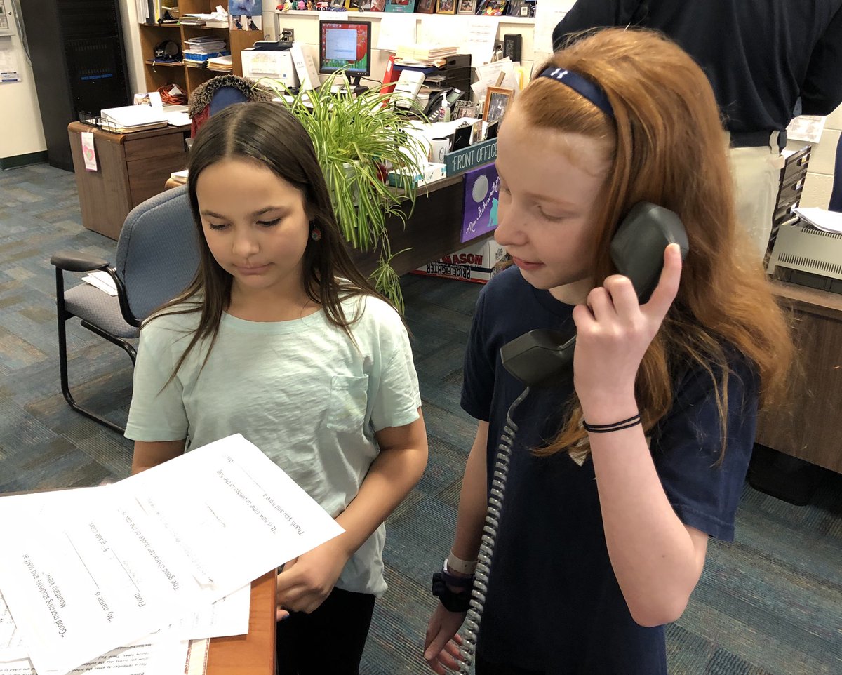 MVSCounseling's tweet photo. Two of our kindest 5th graders announcing the daily kindness quote during morning announcements. “A kind and compassionate act is often it’s own reward.“ They did a great job! @MtView07836 @MrsG_MtView https://t.co/RNHEOCFNfv