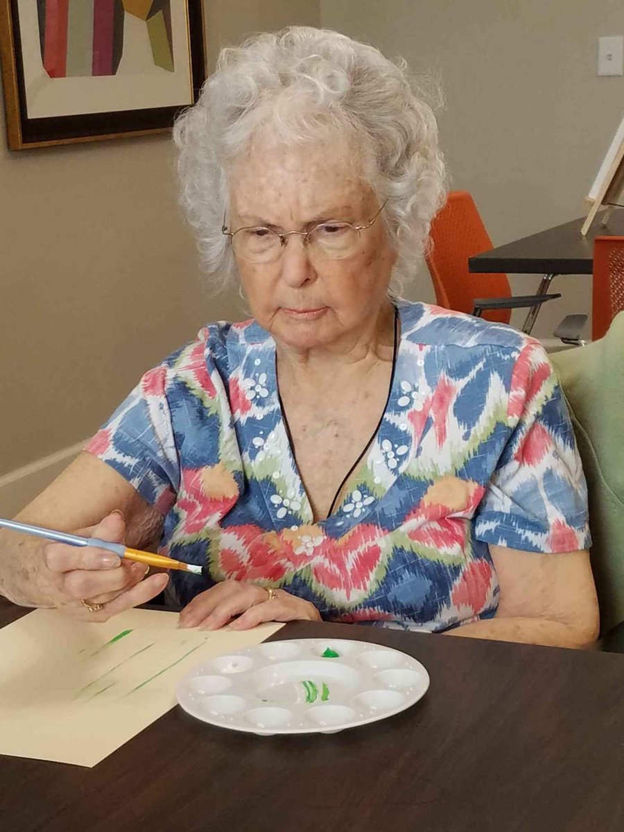 heartisfayette's tweet photo. It’s been stormy lately here in Fayetteville, but it’s bright and cheery here in the community. Check out Mrs. Montfort and Mrs. Hintz’s paintings. #seniorslivingwell #heartisfayetteville #frontierculture https://t.co/TZNSvMb6df
