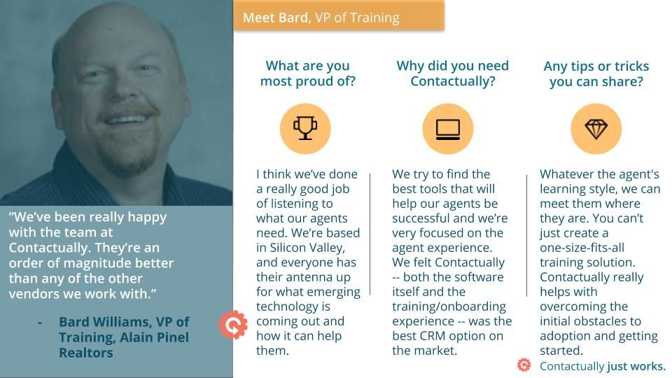 Contactually (@contactually) on Twitter photo Client Stories Series: Bard Williams from <a href="/AlainPinel/">Alain Pinel Realtors</a> shares why he chose #Contactually for his #realestate brokerage. See what he has to say --> contactual.ly/2DQpsC7 Client Stories Series: Bard Williams from <a href="/AlainPinel/">Alain Pinel Realtors</a> shares why he chose #Contactually for his #realestate brokerage. See what he has to say --> contactual.ly/2DQpsC7