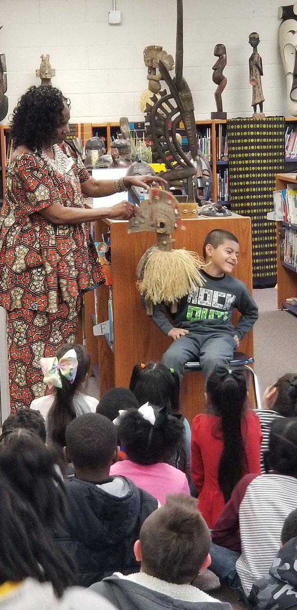 TLAMBJR43's tweet photo. Merrifield students attending the African Mask Musesum in the Library. #ExtendingTheLearning #MerrifieldLibrary https://t.co/SPmJ9TmnRT