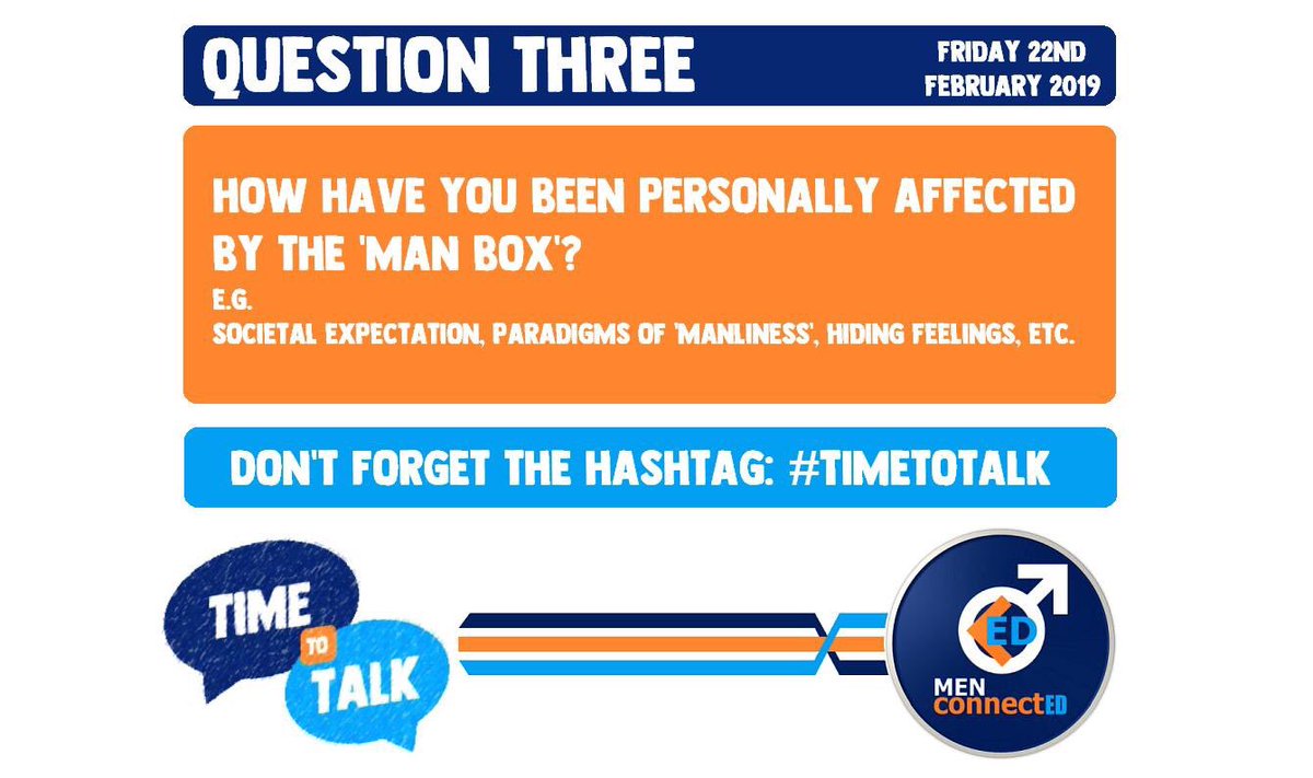 AllSupportEd's tweet photo. ⏰It’s #TimeToTalk💬 about #QuestionThree with @MenConnectEd🚹 ~ Join in, tell us what you think...
#MentalHealth #Masculinity #Advocacy #GenderEquality #BeTheChange #ShiftTheParadigm #MilitantTenderness #KeepTalking #SupportNotSilence #StrongerTogether https://t.co/XTfQQdzrv1