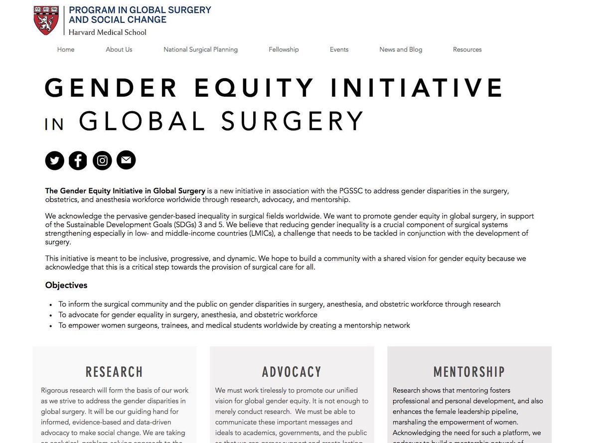 Welcome to the Gender Equity Initiative in Global Surgery! We are a newly formed organization associated with <a href="/HarvardPGSSC/">Harvard Global Surgery</a>. Our mission is to reduce gender disparities in #surgery and empower #WomenSurgeons worldwide through research, advocacy, and mentorship.