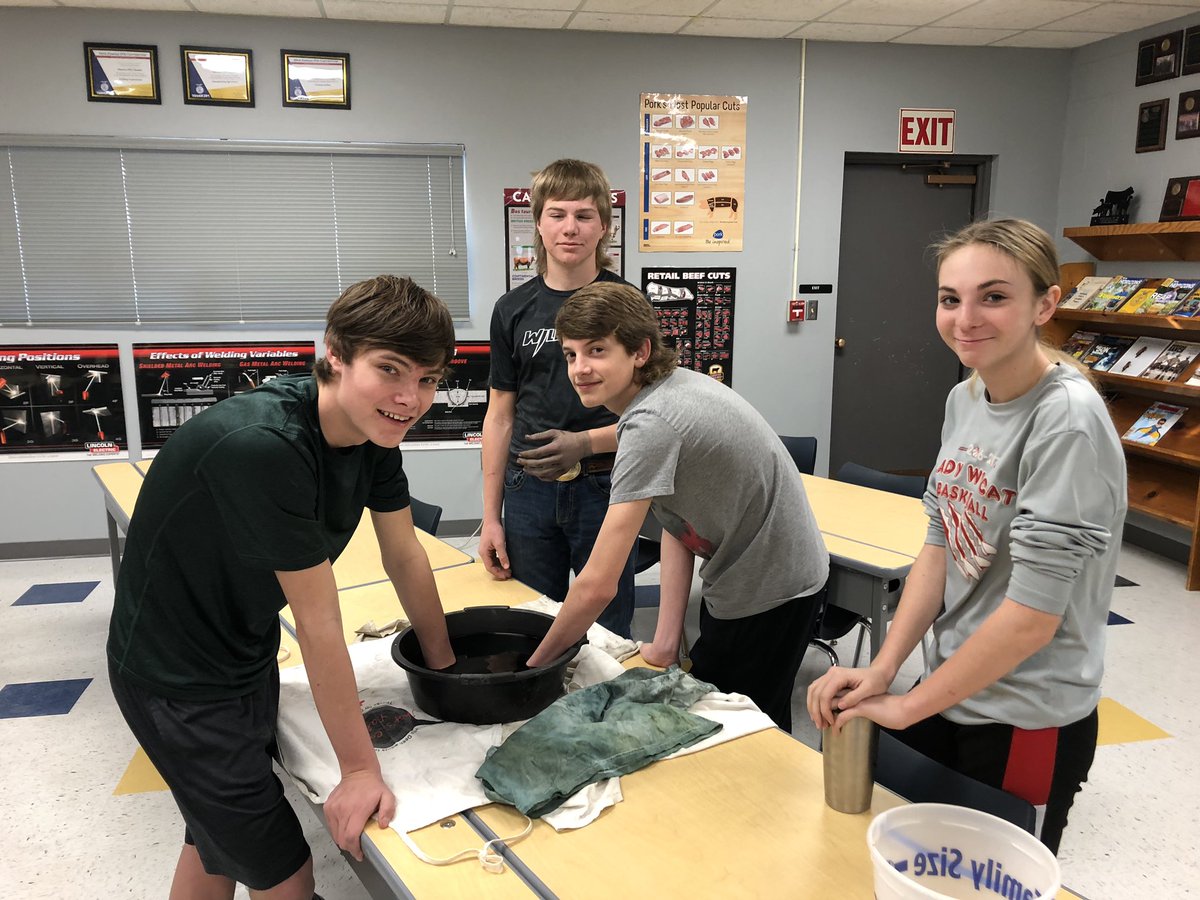 NatomaFFA's tweet photo. The Greenhands continued the long standing tradition of dying a hand green for FFA week this morning. A great group of young people with awesome potential all around. Excited for the future of the Natoma FFA! 💙💛🎉 #FFAjustone #FFAWeek https://t.co/1EFnrnLrPS
