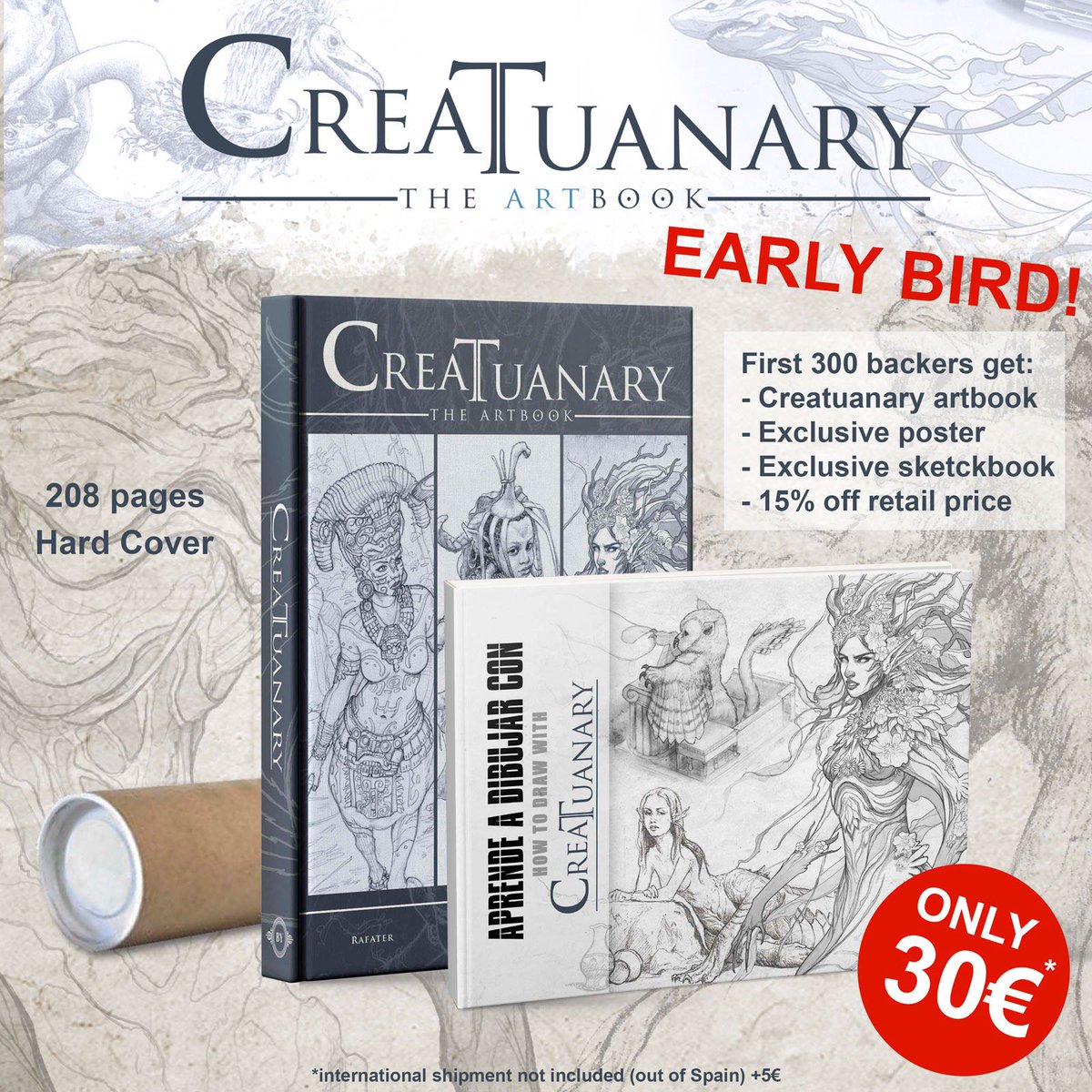 Rafater's tweet photo. We are super excited!!! Tomorrow starts our Creatuanary’s campaign!!! 
#creatuanary2019 #creatuanary2018 #creatuanary #creatuanarychallenge #rafater #dibujantenicturno #joshuacairos #artchallenge #thisbookisabeast #sketchbook #artbook #onedayonecreature #artspotlight https://t.co/gdrKyN1Csr