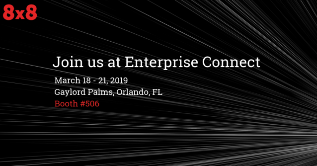 rklusman's tweet photo. See what 8x8 is doing at Enterprise Connect this year. Sign up for a private meeting, stop by our booth and check out our enterprise-grade cloud solutions. #EC19 @8x8 https://t.co/ozdeKFevcV https://t.co/xeCyWC9joC