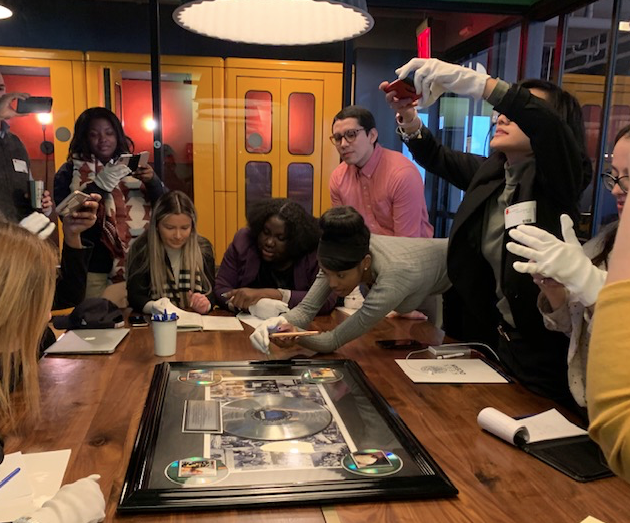 museumofpr's tweet photo. Thanks to Prof.Sullivan @Sullivja of ⁦@KeanCMJ⁩ and his wonderful students for visiting the Museum today. They explored artifacts from Moss Kendrix, Inez Kaiser and Ofield Dukes, including this plaque honoring Dukes' work for Motown Records. https://t.co/w76YMgKpWJ