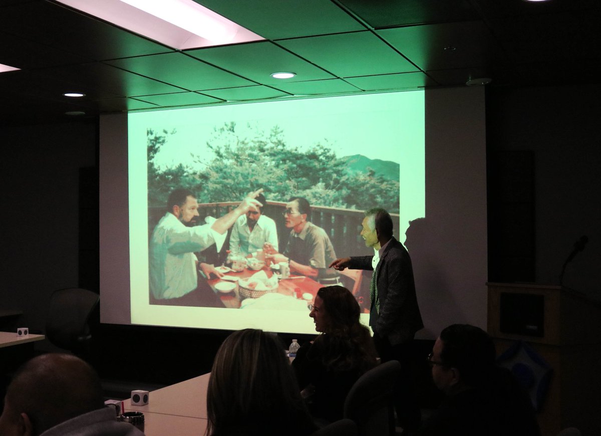 HakkoUSA's tweet image. American Hakko president Hitoshi Fujiwara gave his annual company speech, including a slideshow of pictures from when he started the business 35 years ago! A nice lunch followed where we also got to surprise him with a birthday cake 🎂