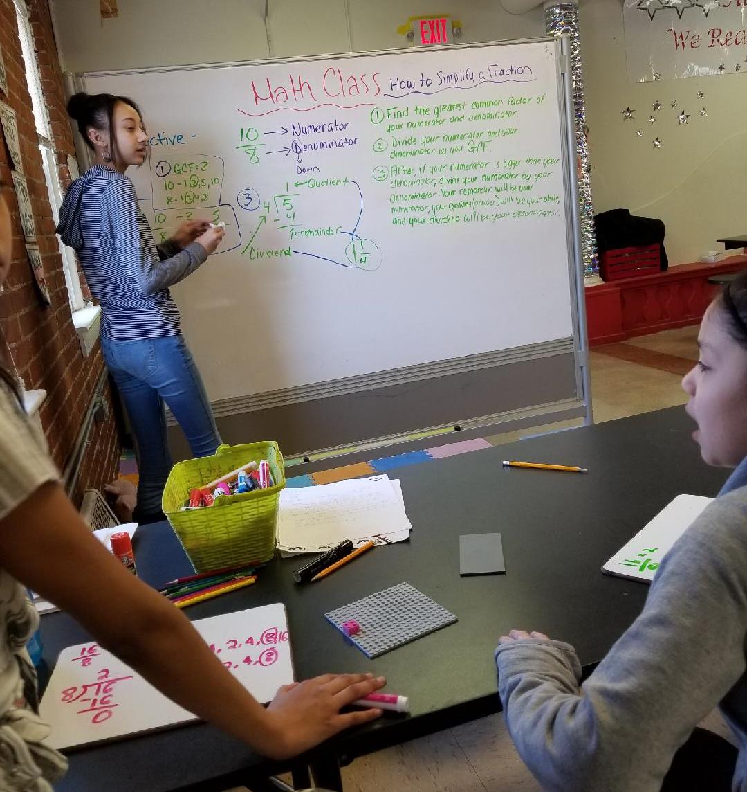GirlsIncValley's tweet photo. Carla is one of our "tween" girls. During school vacation, she loaned her math talents to keep everyone on their toes with some practice! 
#STEAM #StrongSmartBold #GirlsInc https://t.co/Qnq5pmGS9h