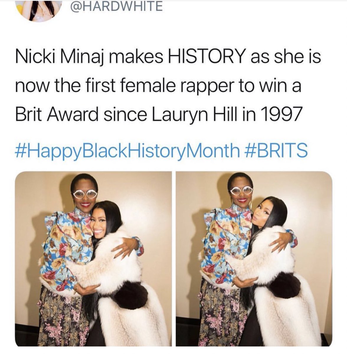 LittleMix's tweet image. We gotta say a huge thank you to @NICKIMINAJ for her constant love and support 😭😫 We 💖 you and we’ll be sure to send your Brit in the post 😂 and also thanks to her amazing #BARBZ for joining forces with our #Mixers to get us our second Brit for best video 💕💕💕 the girls xx