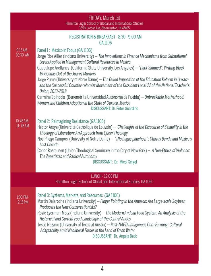 IUCLACS's tweet photo. Please join us for the 2019 CLACS Graduate Student Conference on March 1st and 2nd. The title of this years conference is, "On Heritage and Struggle: Deconstructing Neoliberal Assumptions and Realities". More information can be found in the pictures below. All are welcome! https://t.co/bIqmfoDSkj