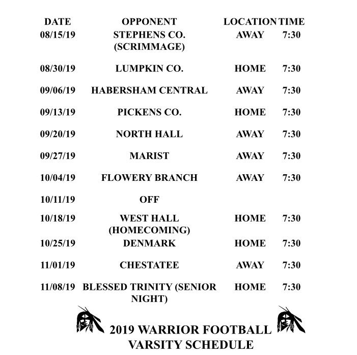 Revised 2019 WCHS Football Schedule WRWH