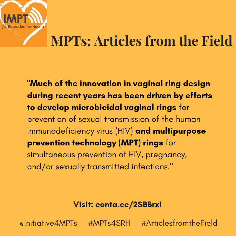 CAMIhealth's tweet photo. The Journal of Controlled Release featured an article by McBride et al. discussing a #vaginalring design that could include a #microbicide and #contraceptive to produce a long-acting #MPT product. Visit this link to access the article and more! https://t.co/KGuTUIaxBu https://t.co/kmNldzK46I
