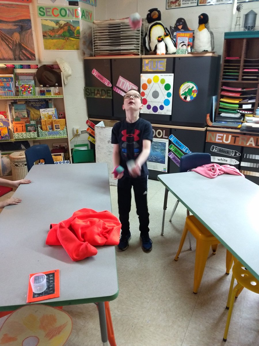 Ellis students becoming jugglers. Hard work pays off.