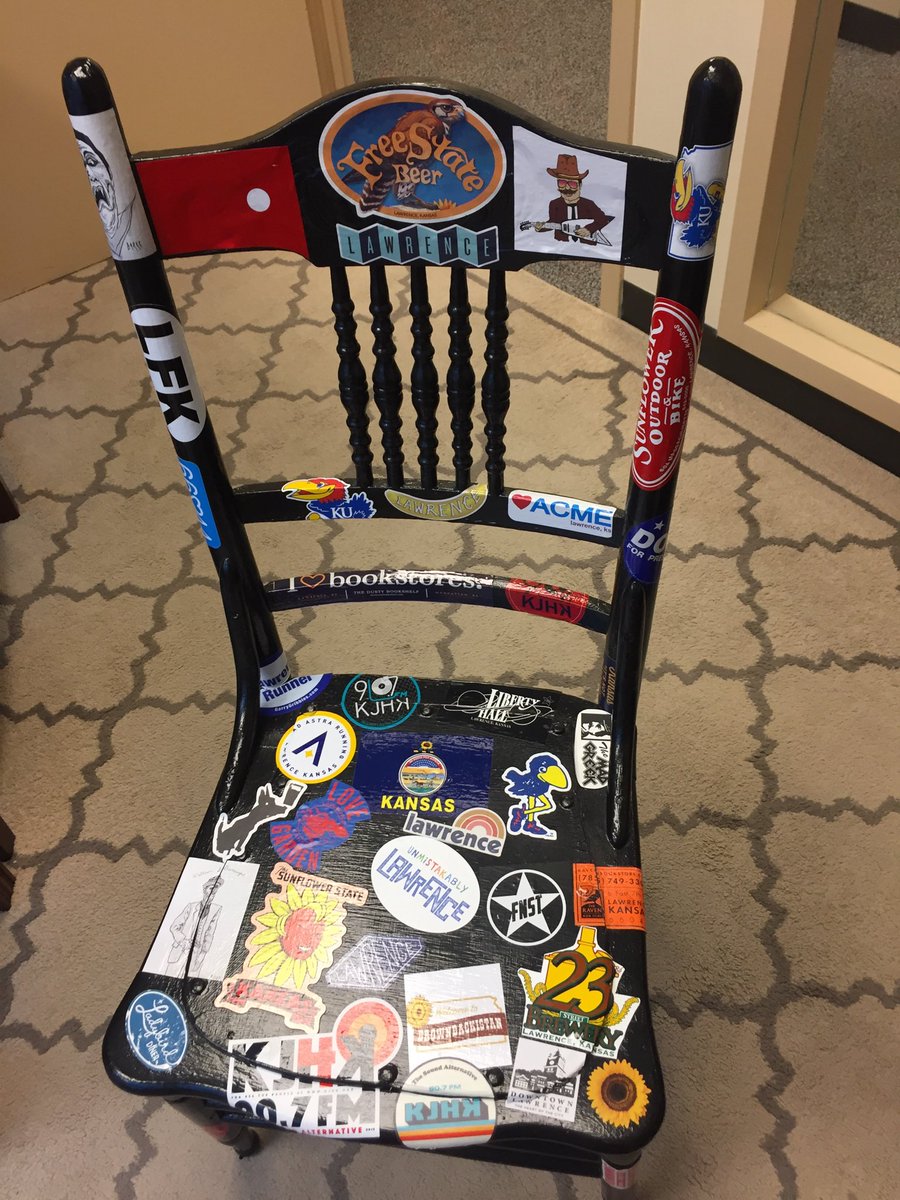 JackRCline's tweet photo. Thanks @kjhk for the new sticker! Now prominently placed on the KU / LFK Federal Relations Chair.
#TheSoundAlternative
cc: @eXploreLawrence @FreeStateBeer @FranksNorthStar @23rdStBrewery @lawrencelibrary @downtwnlawrence https://t.co/bypJSZvo3q