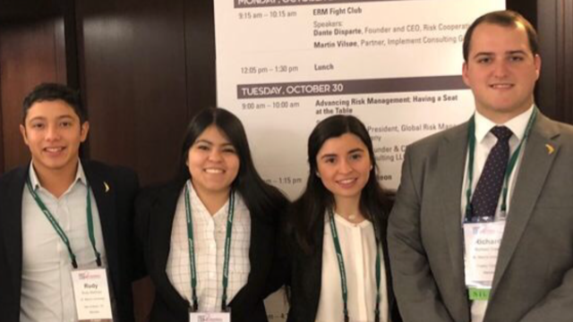 davidwsommer's tweet photo. Congratulations to the @StMarysGSB team for making it to the Top 8 of the Spencer/RIMS Risk Management Challenge for the fifth year in a row!  Now, they get ready for the Presentation Round in Boston on April 28. Team members: Rudy Martinez, Tina Valdez, Magda Olivas, Kyle Green https://t.co/IkhWav4vVF
