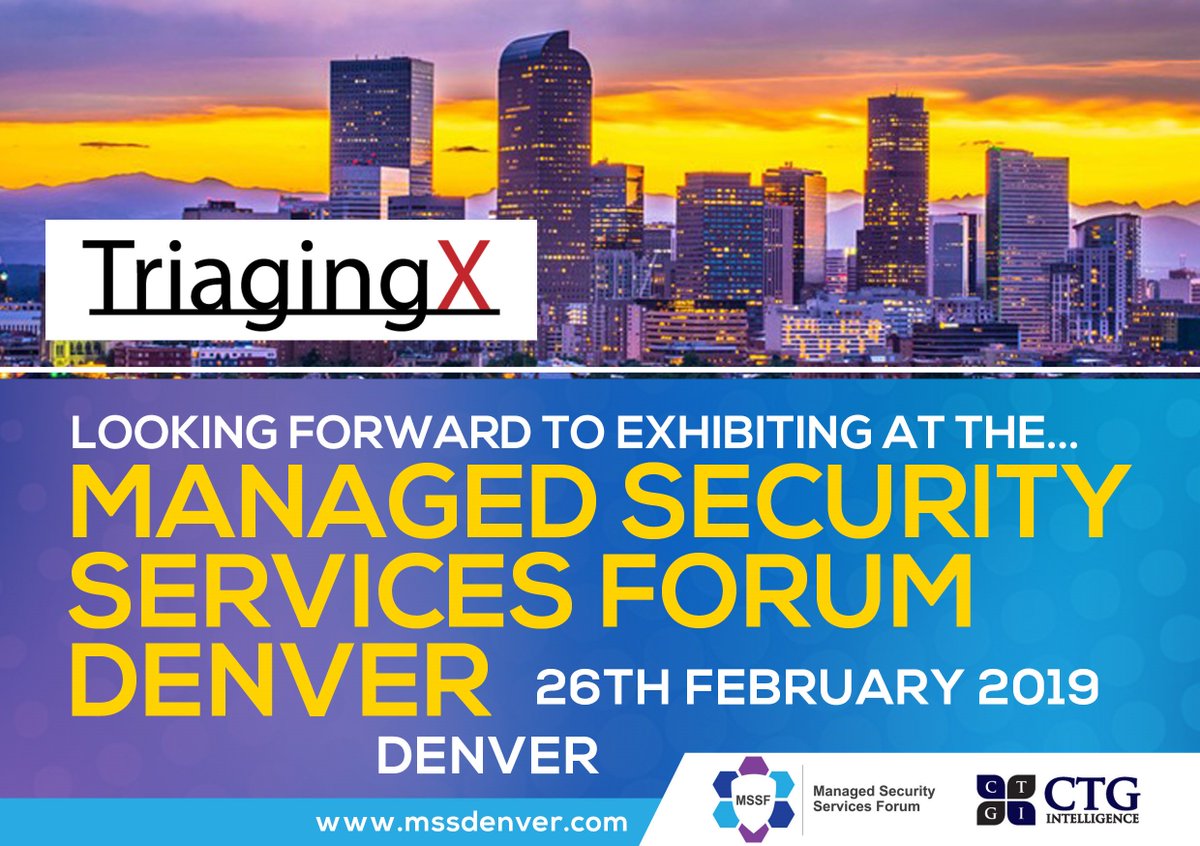 triagingx's tweet photo. TriagingX will be at the MSSP Forum in Denver on February 26 at the Crown Plaza.  Hope to see you there! https://t.co/juxI5MoIWd