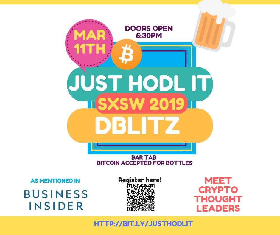 CryptoBAB's tweet photo. Awesome #sxsw19 #Crypto event for those of you coming to #Austin. Come see @marco_peereboom, @jaredctate, and many more talk about the latest crypto developments. https://t.co/KMI2MUkyX9 …
#JustHodlIt #JHI2019 #austinblockchain #byobitcoin #dblitz https://t.co/PFT7DR4a2A