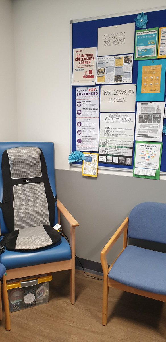 Harrogate's Emergency Department Wellness Area. Complete with massage chair and craft box! #staffwellness