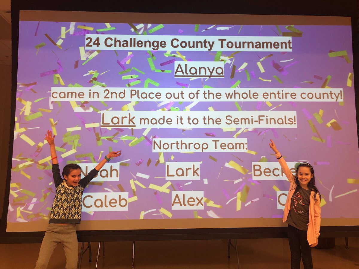 MrsHallock's tweet photo. Our 24 Challenge team of fourth graders did outstanding at the County Tournament! #NorthropProud https://t.co/hhmpvwfK8v