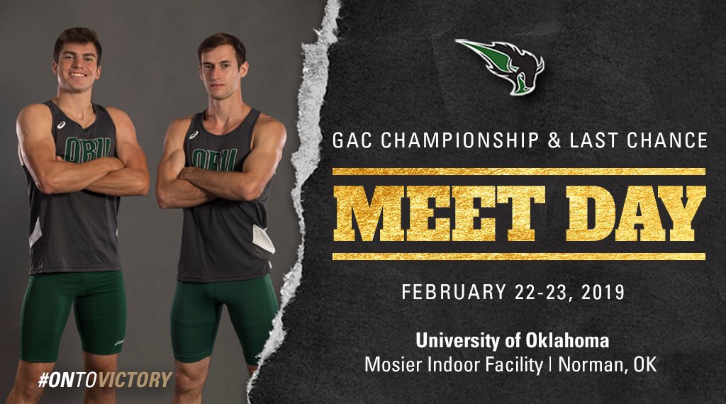 OBU_TrackXC's tweet photo. GAC CHAMPIONSHIP &amp; LAST CHANCE
DAY 1️⃣ 

📍: Norman, OK | Mosier Indoor
📈: https://t.co/4GnuUQoiVO
MULTI➡️ 6:00 PM 
DMR &amp; 5000➡️ 7:00 PM https://t.co/uEf6HRFdwV