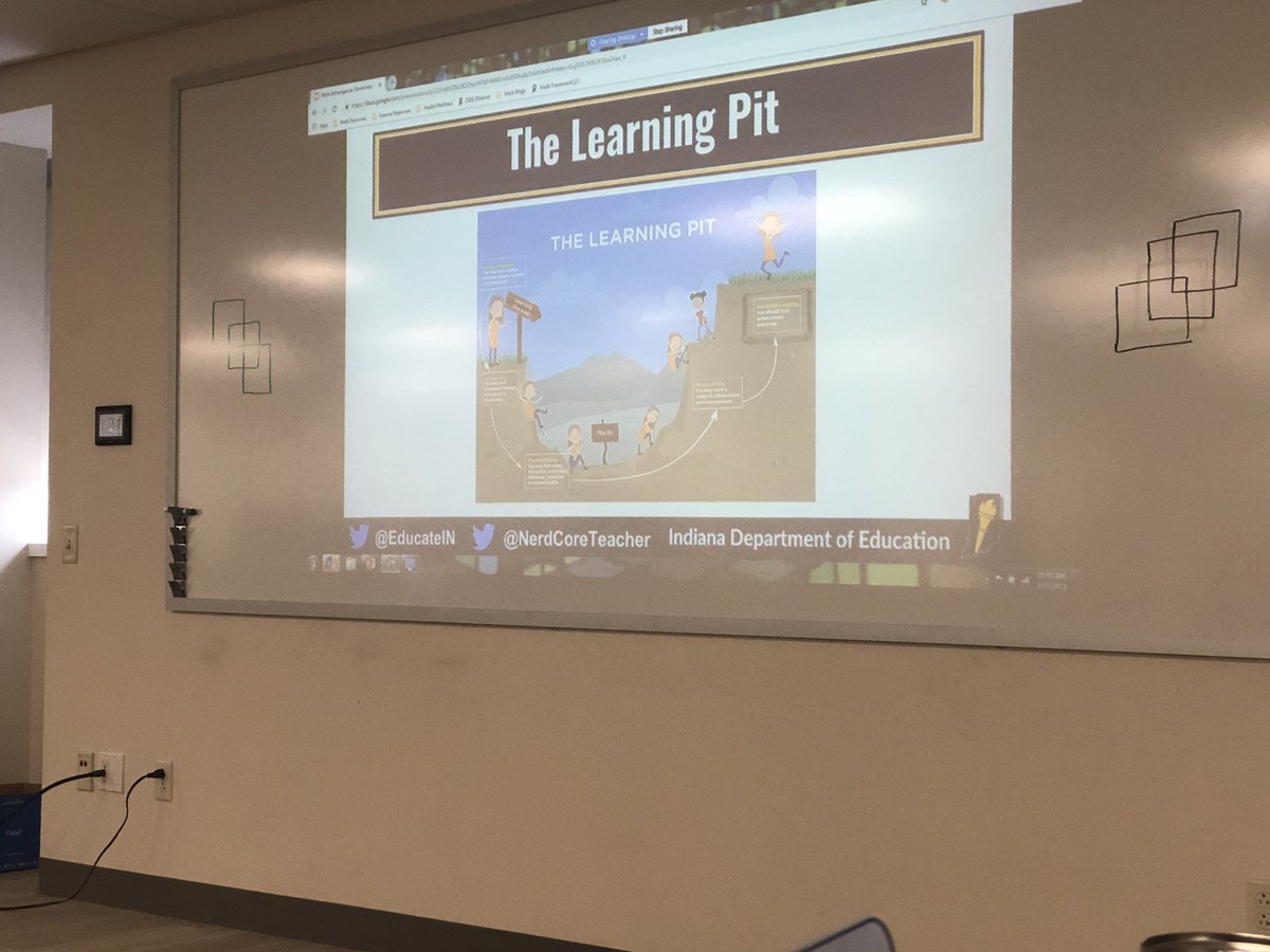 lsmith0917's tweet image. Thank you @NerdCoreTeacher for an impactful day of learning and sharing during #INspirEDmath Extravaganza! Loved seeing “The Learning Pit” making it into today’s presentation! @EducateIN